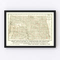 Vintage Map of North Dakota 1902