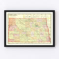 Vintage Map of North Dakota 1909