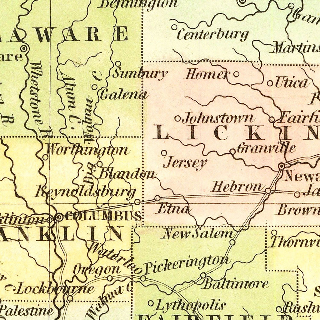 Vintage Map of Ohio 1838