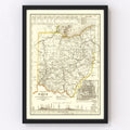 Vintage Map of Ohio 1845