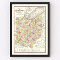 Vintage Map of Ohio 1854