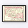 Vintage Indian Territory Map (Oklahoma) 1872
