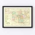 Vintage Map of Oklahoma 1899