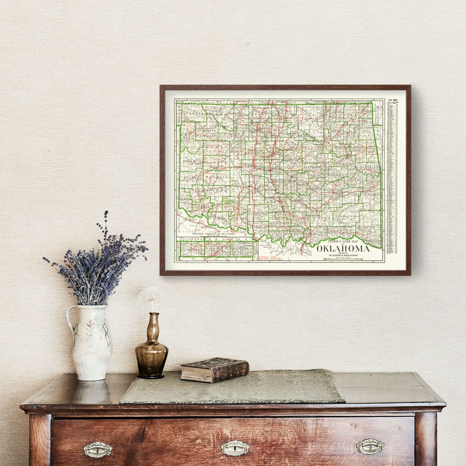 Vintage Map of Oklahoma 1915