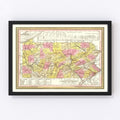 Vintage Map of Pennsylvania 1836