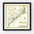 Vintage Map of South Carolina 1721