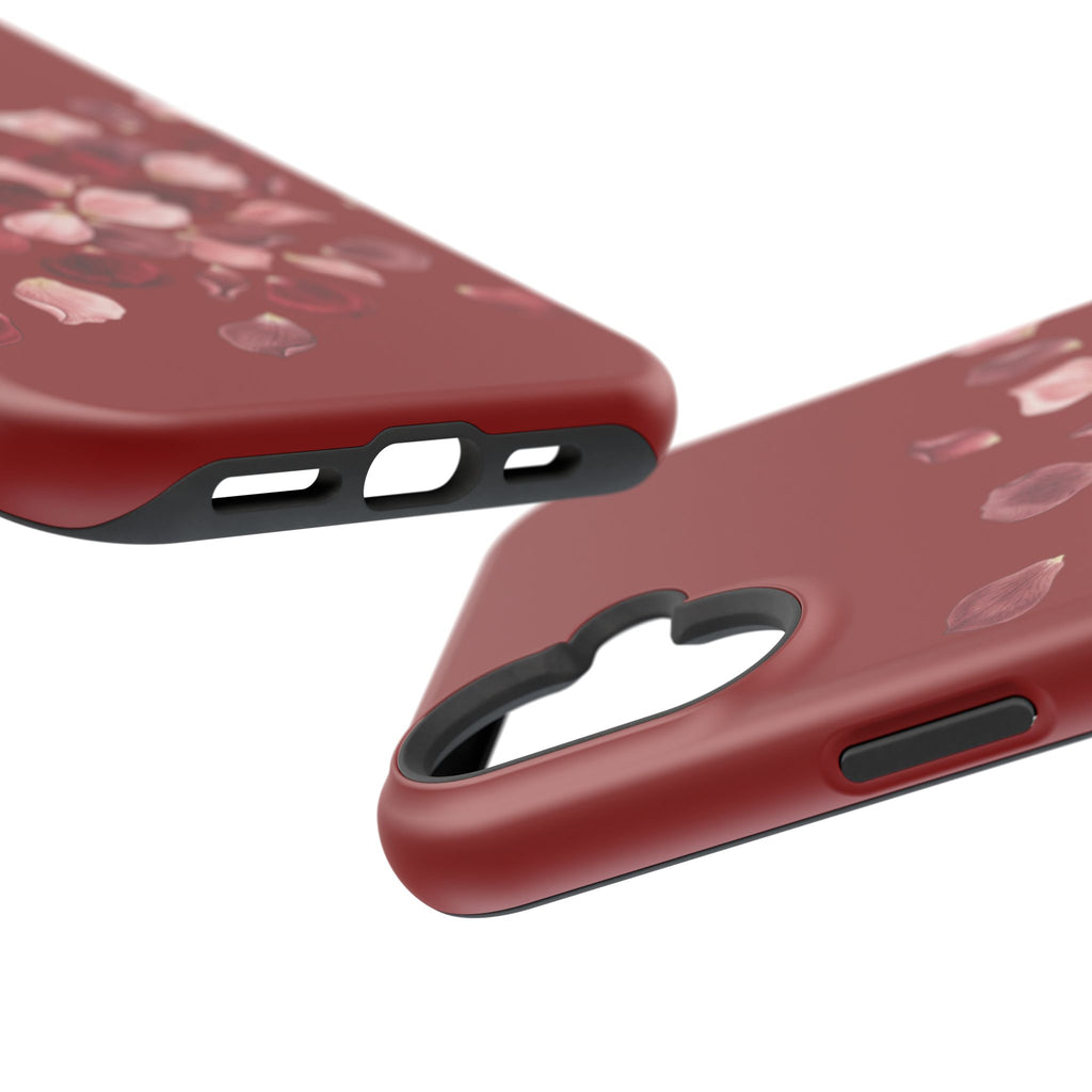 Phone Case — Red Floral Petal Magnetic Impact-Resistant Cover