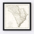 Vintage Map of South Carolina 1796