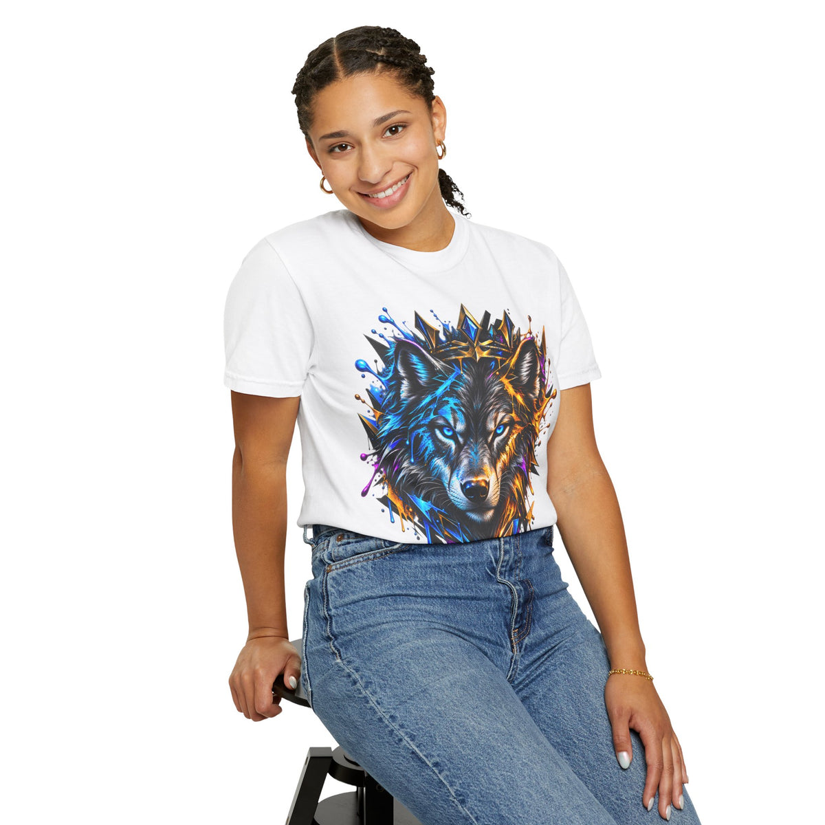 Wolf Head Graphic T-Shirt — Colorful Splash Art Tee