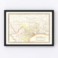 Vintage Map of Texas 1842