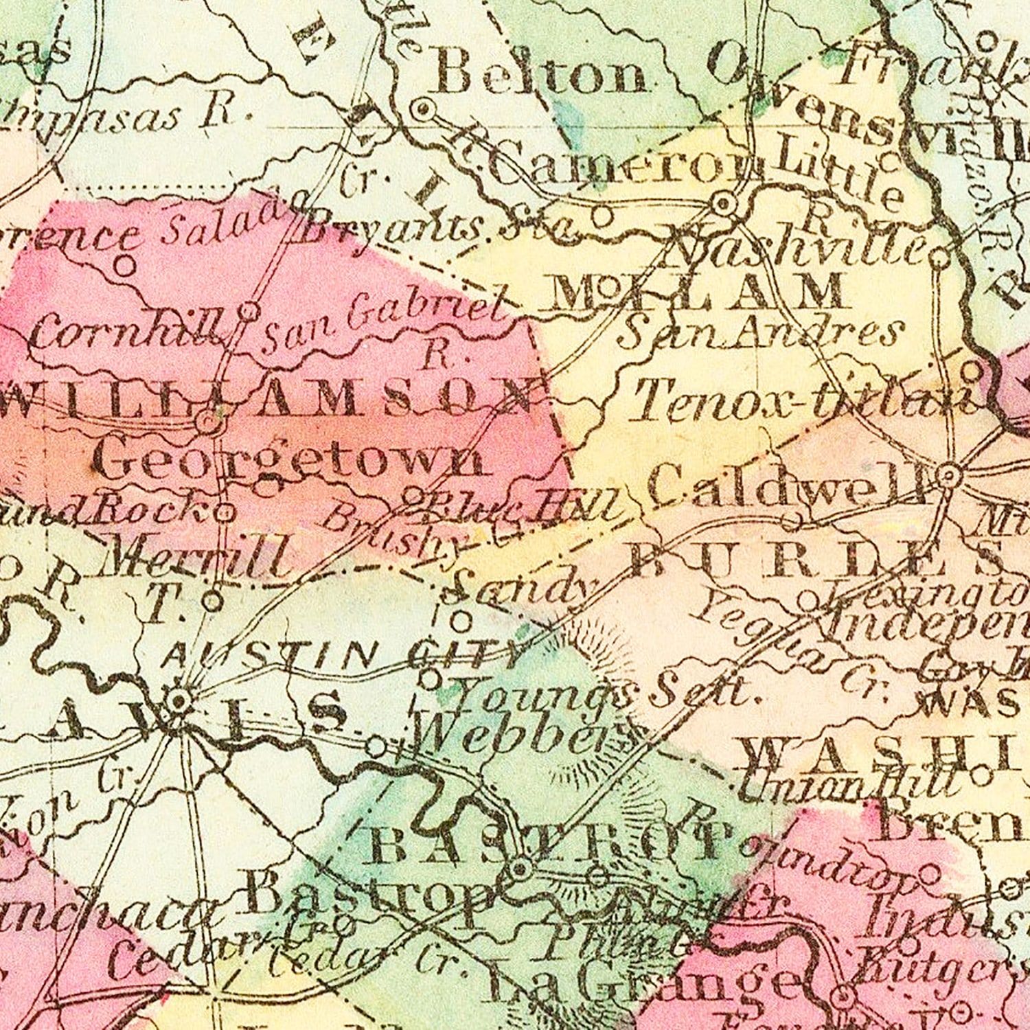 Vintage Map of Texas 1861
