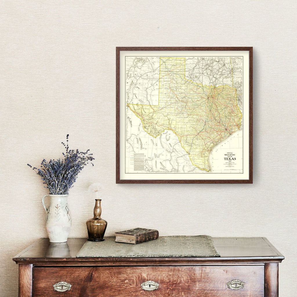 Vintage Railroad Map of Texas 1912