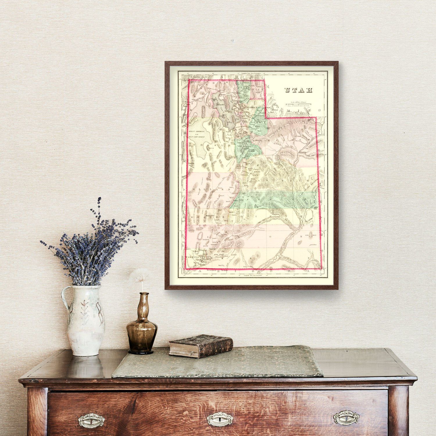 Vintage Map of Utah 1876