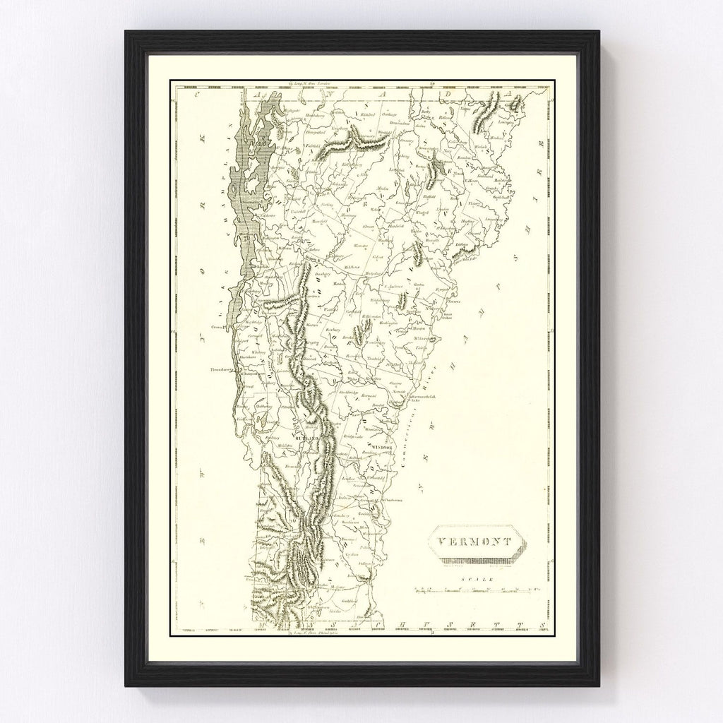 Vintage Map of Vermont 1804