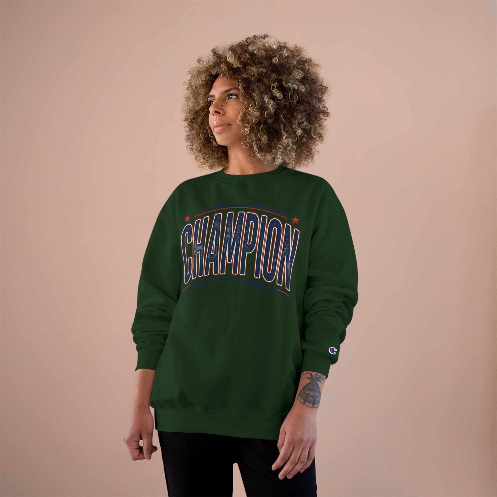 Champion Graphic Sweatshirt — Retro Arch Lettering Pullover