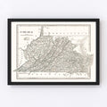 Vintage Map of Virginia 1842