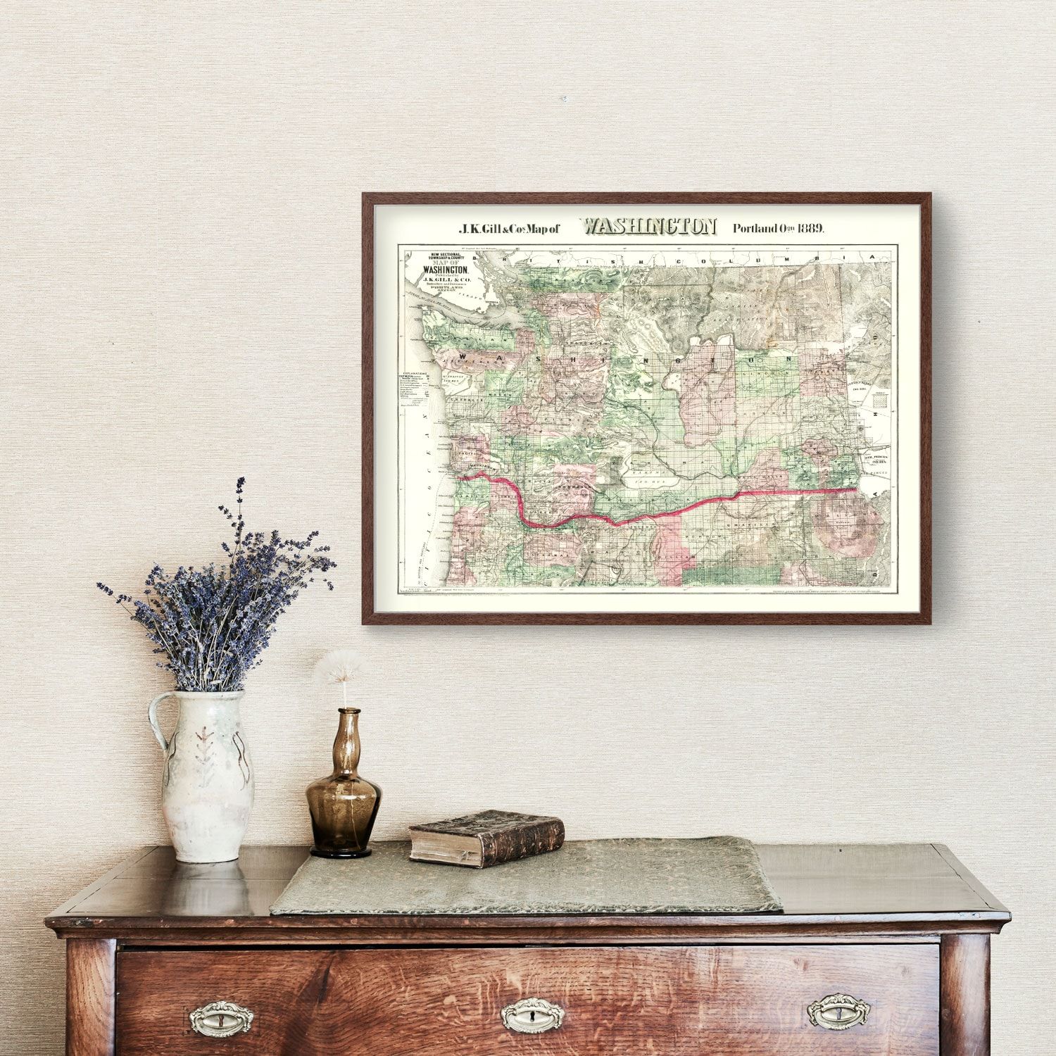 Vintage Map of Washington 1889