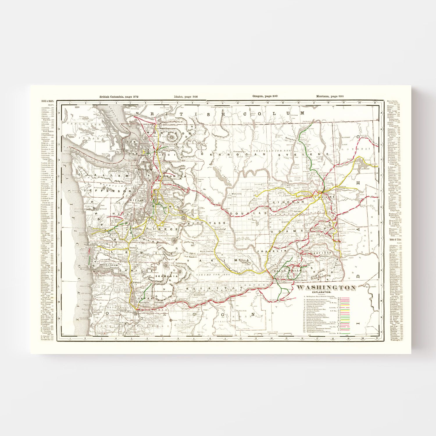 Vintage Map of Washington 1895