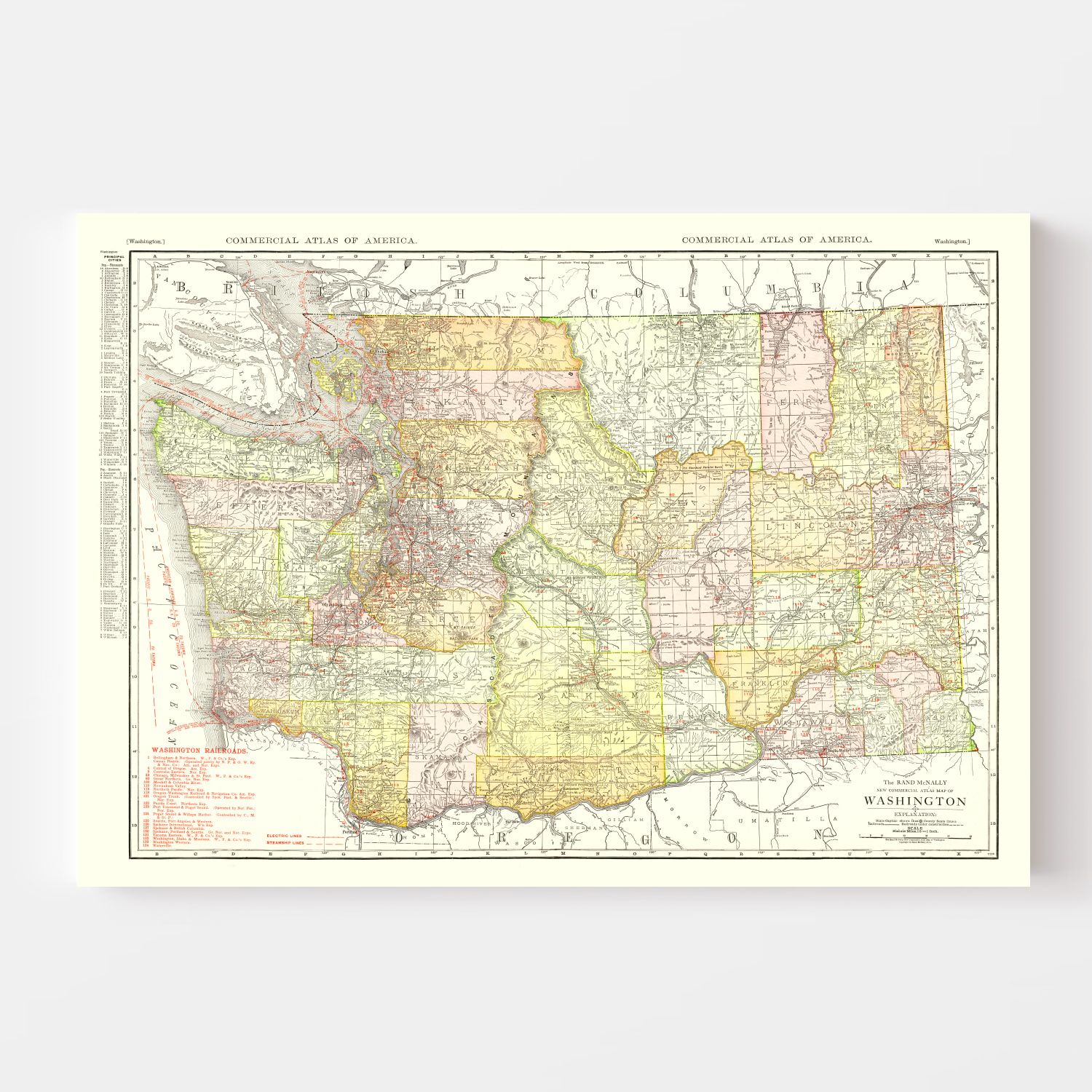 Vintage Map of Washington 1917
