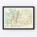 Vintage Railroad Map of Washington 1928