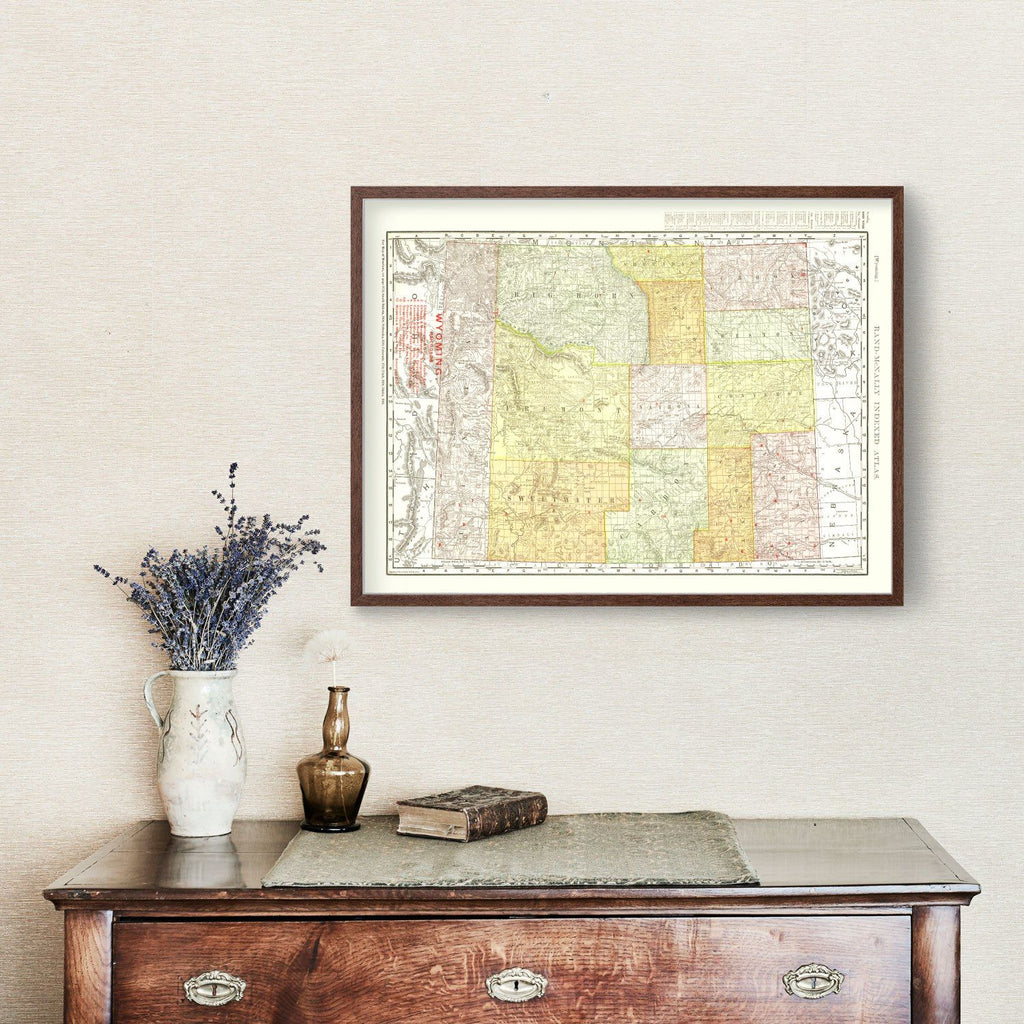 Vintage Map of Wyoming 1908