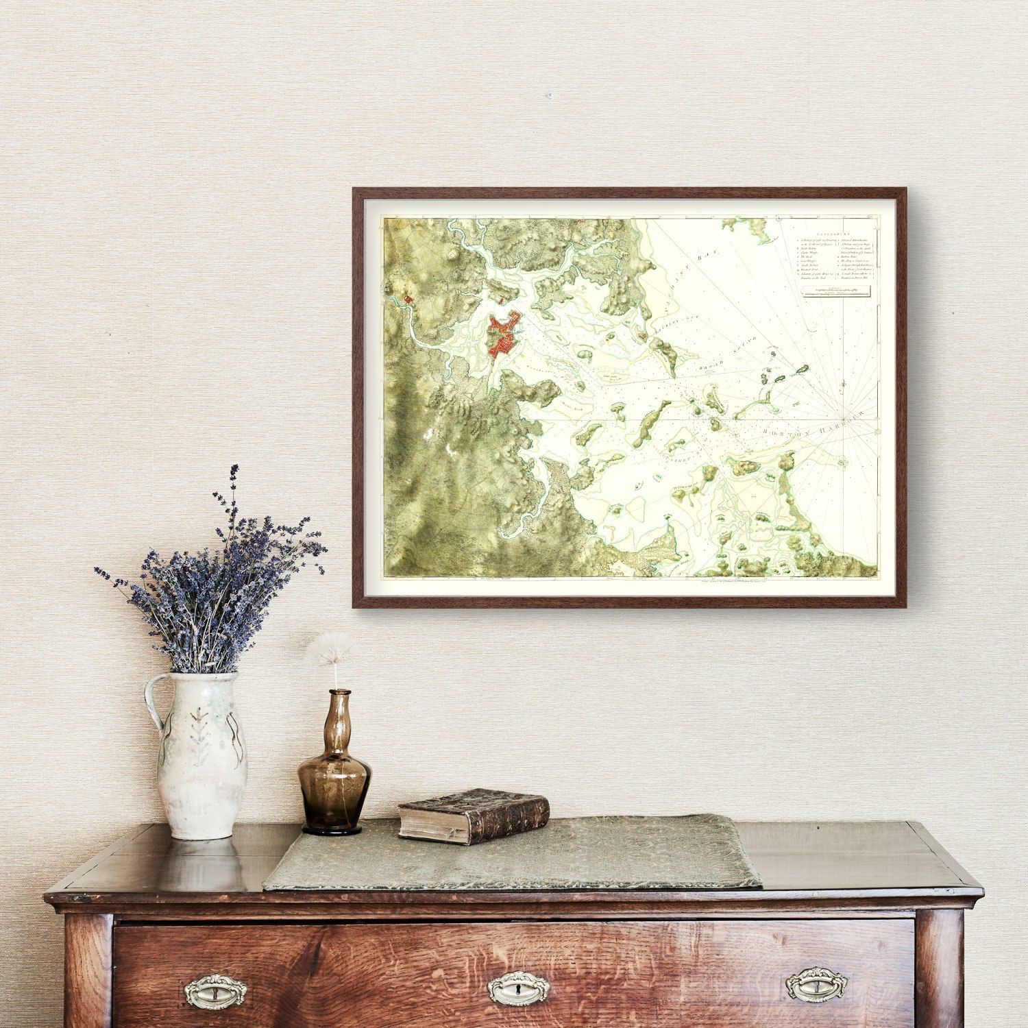 Vintage Boston Harbor Map 1775