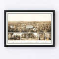Vintage Bird's Eye View of Harvard 1858