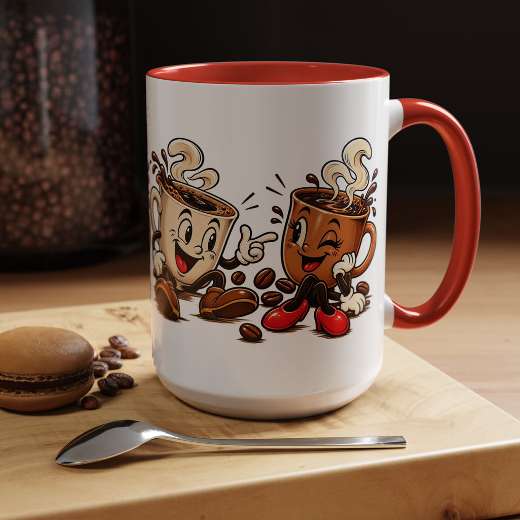 Coffee Cartoon Mug — Cute Dancing Coffee Cups Accent Mug