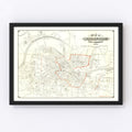 Vintage Map of Nashville, Tennessee 1879