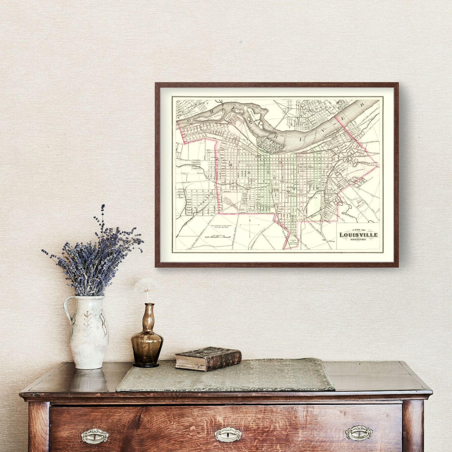 Vintage Map of Louisville, Kentucky 1875