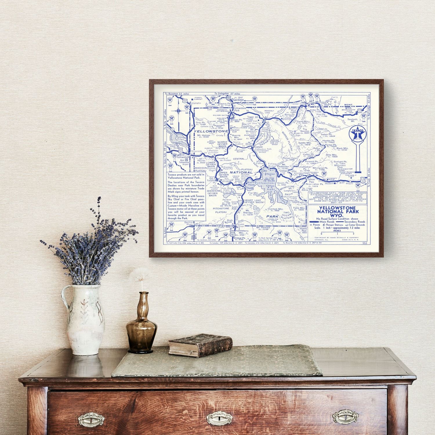 Vintage Yellowstone National Park Map 1930