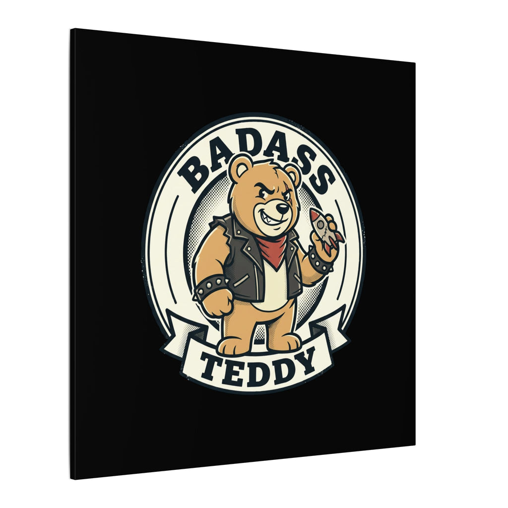 Badass Teddy Canvas Wall Art — Edgy Teddy Bear Stretched Matte Print