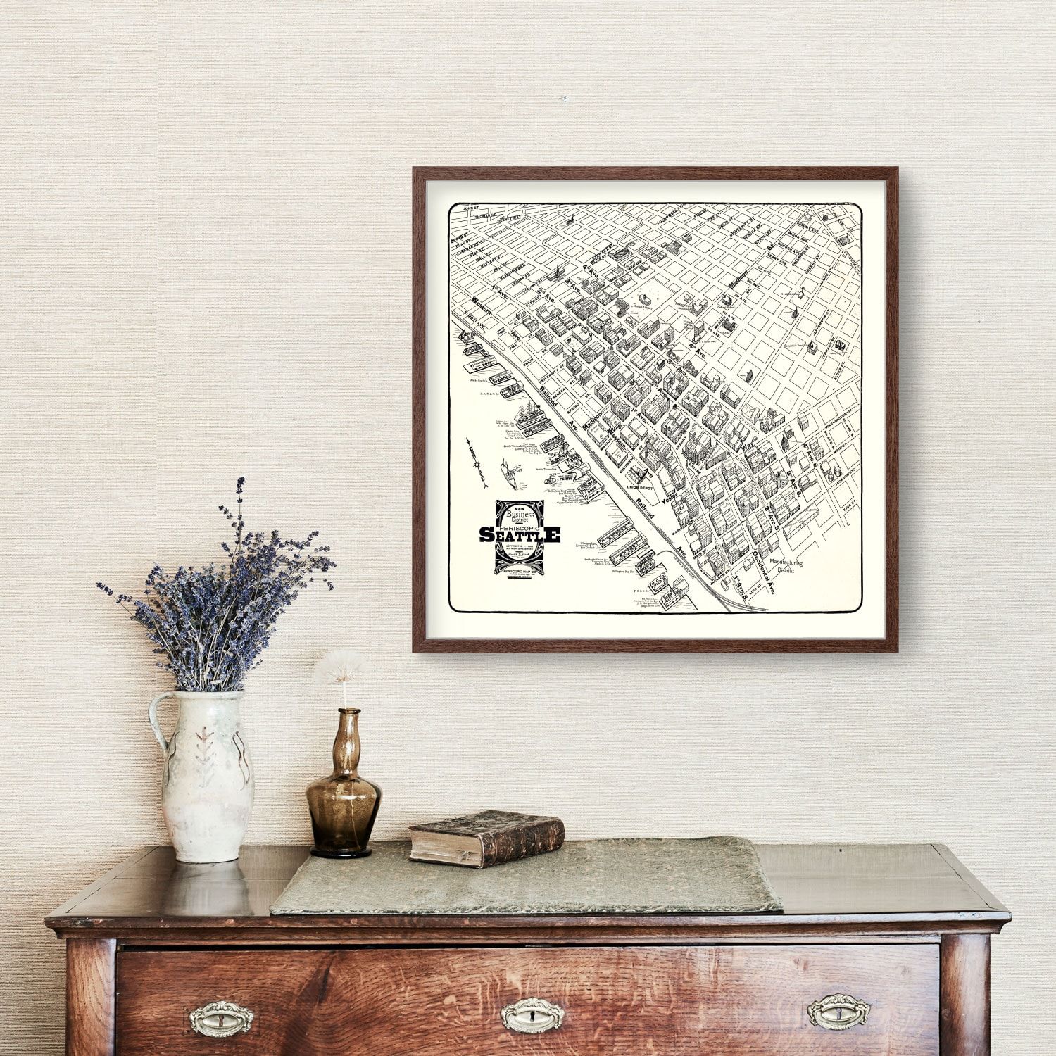Vintage Seattle Business District Map 1904
