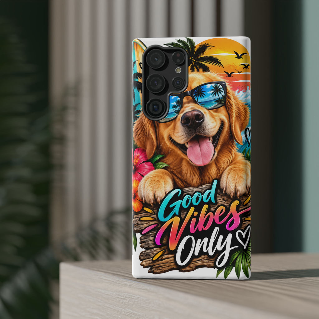 Phone Case — 'Good Vibes Only' Tropical Dog Impact-Resistant Case