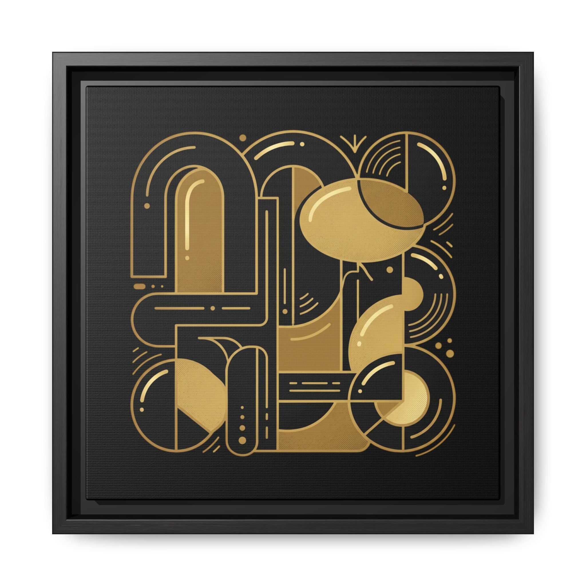 Gold Geometric Art Print — Framed Matte Canvas