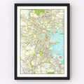 Vintage Map of Boston, Massachusetts 1927