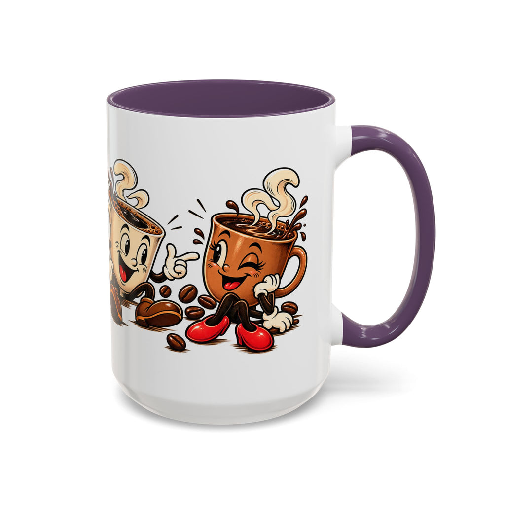 Coffee Cartoon Mug — Cute Dancing Coffee Cups Accent Mug