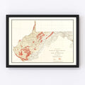 Vintage Map of West Virginia Coal Fields, 1919