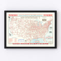 Vintage Highway Map of the United States, 1915
