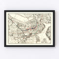 Vintage Map of Boston, Massachusetts 1914
