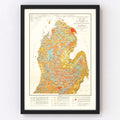 Vintage Map of Michigan 1911