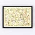 Vintage Map of North Dakota 1901