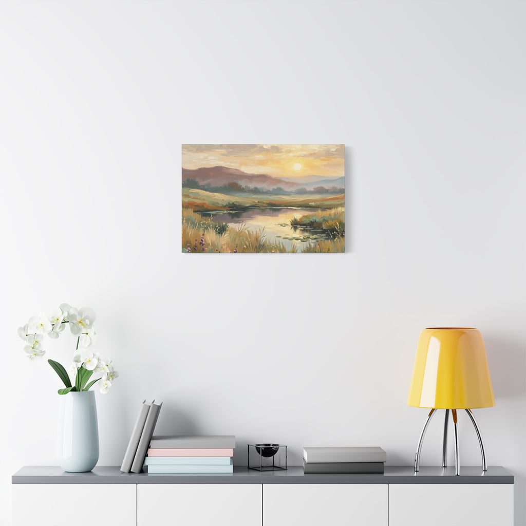 Sunset Meadow Canvas Wall Art — Stretched Matte Landscape Print