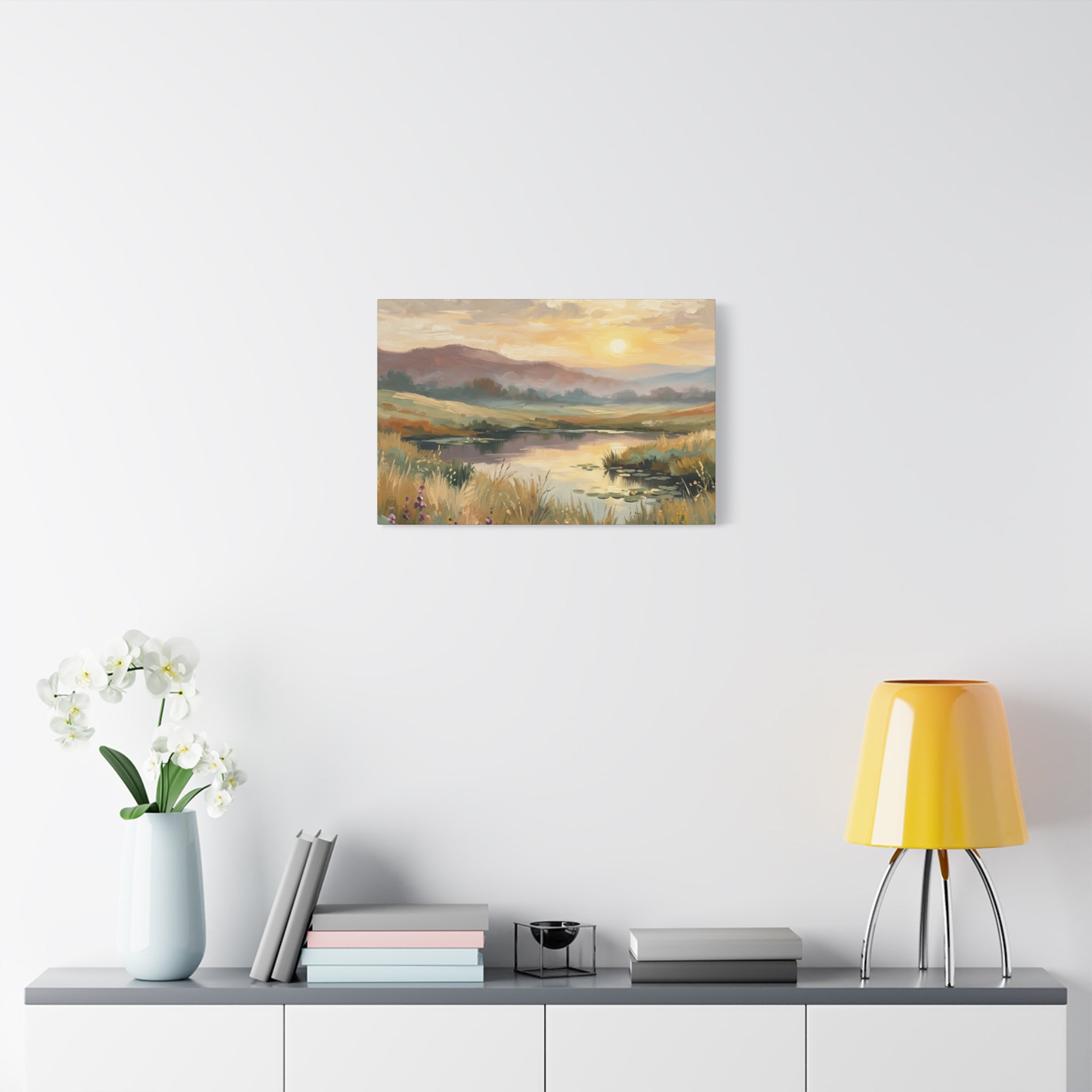 Sunset Meadow Canvas Wall Art — Stretched Matte Landscape Print
