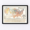 Vintage Political Map of the United States, 1893