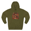Dragon Battle Hoodie — Three-Panel Fleece Hooded Sweatshirt with Fiery Fantasy Artwork