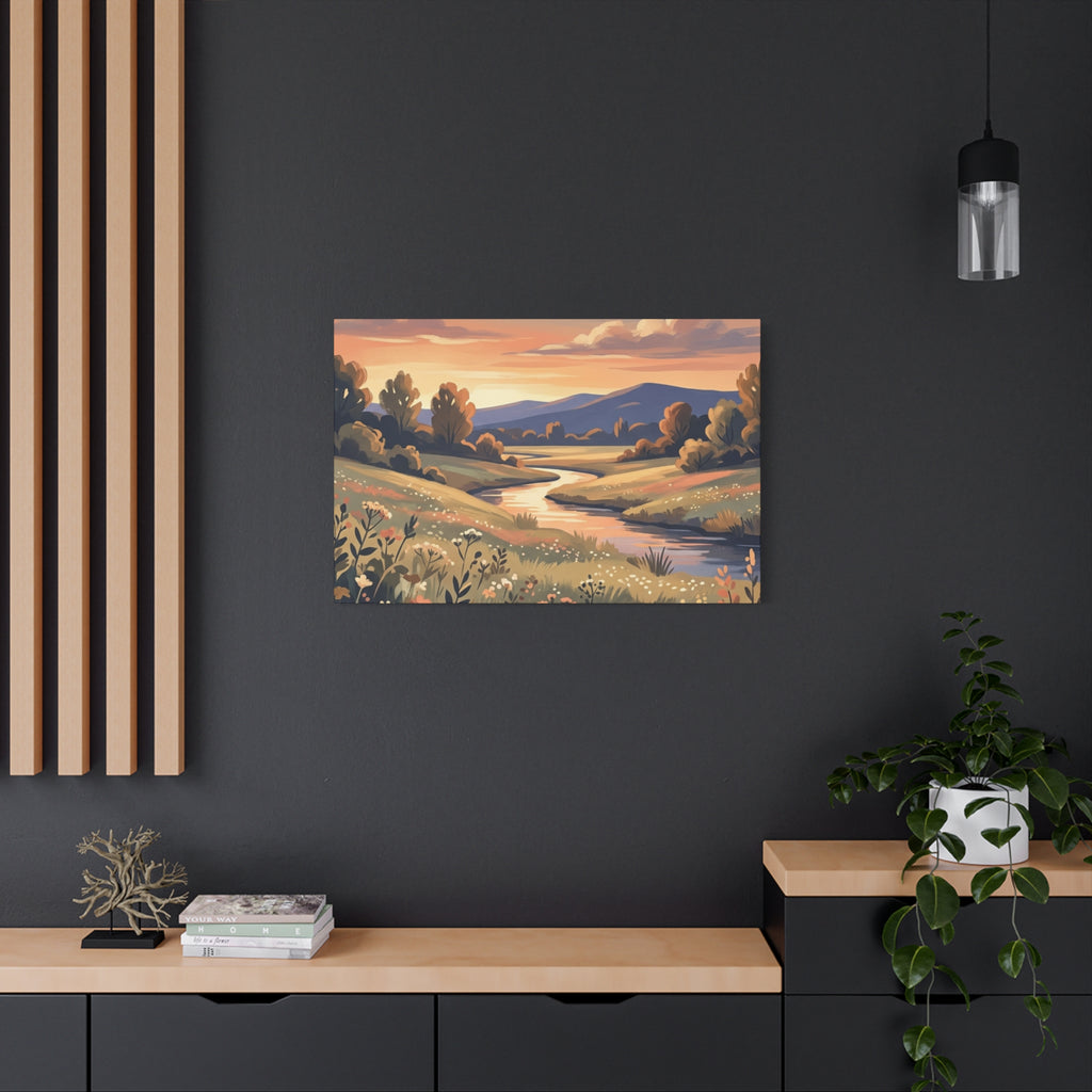 Sunset Meadow Canvas Wall Art