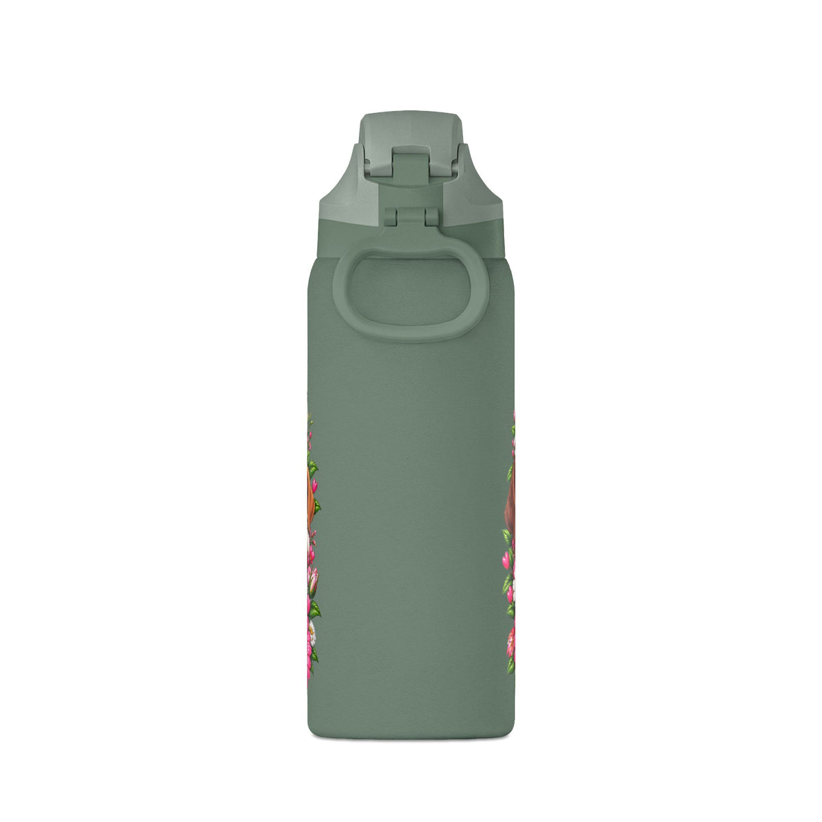 32oz Insulated Water Bottle with Adorable Dogs and Flowers