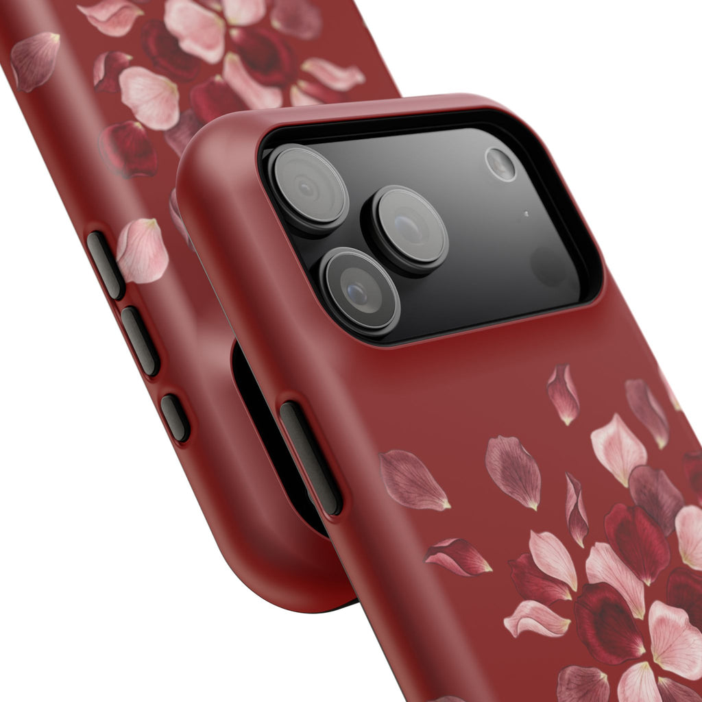 Phone Case — Red Floral Petal Magnetic Impact-Resistant Cover