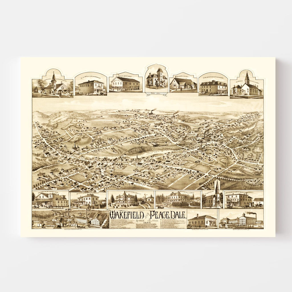 Vintage Map of Wakefield, Rhode Island 1888
